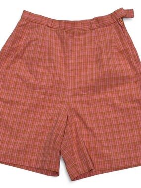 White Stag Pink & Rust Plaid Shorts